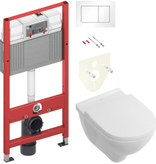 Комплект Унитаз подвесной Villeroy   Boch O.Novo 5660HR01 alpin, безободковый + Инсталляция TECE Base 9400413 4 в 1 с кнопкой смыва