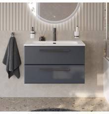 Тумба с раковиной Cezares Eco Cer-N 80, grafito, раковина Eco 80, ручки матовые черные