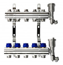 Комплект коллекторов Ридан FHF-5R set с кронштейнами и воздухоотводчиками, 5 контуров 088U0705R