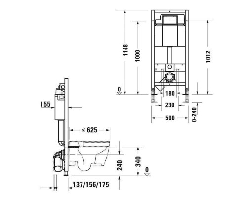 Duravit DuraSystem Рама для установки подвесного унитаза Basic 114.8x50x15.5 см. WD1020000000
