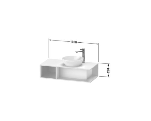 Duravit D-Neo Тумбочка подвесная компакт 100x48х26см., раковина, 1 открытое отделение на левой стороне, цвет: белый высокоглянцевый. 2328400000,  DE493902222
