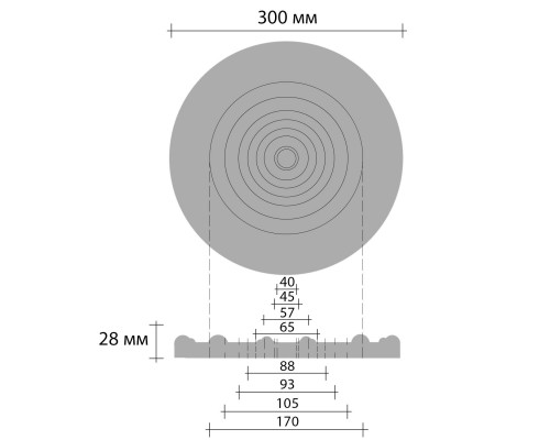 Розетка потолочная DECOMASTER DM-0400 (d нар. 300, d вн. 40, h=28мм)