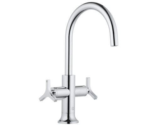 Kludi 20 118 0539 Nova Fonte Déco Смеситель для раковины 205 мм, со сливн. гарн., Керамика 90°, 5,6 201180539