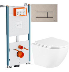 Комплект Унитаз подвесной BelBagno Uno BB3105CHR/SC + Инсталляция VitrA V-Fix Core 732-5800-01PV + Кнопка Root Square 740-2395 никель