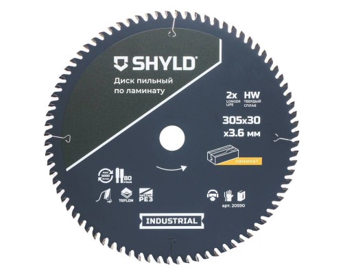 Диск пильный по ламинату SHYLD твердосплавный 305х30 мм, 80 зубьев(20590) Диск пильный по ламинату SHYLD твердосплавный 305х30 мм, 80 зубьев(20590)