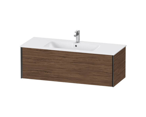 Duravit XViu Тумба подвесная 121x48x40см, с раковиной, 1 ящик, цвет: walnut dark/черный матовый. 2336120000,  XV40280B221