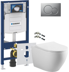 Комплект Унитаз подвесной Vincea Esse + Крепления Geberit Duofix 111.815.00.1 к стене + Инсталляция UP 320 111.300.00.5 + Кнопка Sigma 01 115.770.JQ.5 лакированная, матовый хром + Шумоизоляция