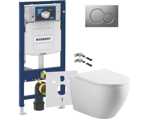 Комплект Унитаз подвесной Vincea Esse + Крепления Geberit Duofix 111.815.00.1 к стене + Инсталляция UP 320 111.300.00.5 + Кнопка Sigma 01 115.770.JQ.5 лакированная, матовый хром + Шумоизоляция