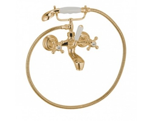 Kludi 51 441 4520 1926 Смеситель для ванны, керамика 180°, с душевым набором (золото) 514414520