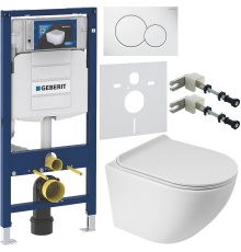 Комплект Унитаз подвесной BelBagno Sfera-r + Крышка BB901SC с микролифтом + Инсталляция Geberit Duofix UP 320 111.300.00.5 + Кнопка Sigma 01 115.770.11.5 белая + Крепления 111.815.00.1 к стене + Звукоизоляция