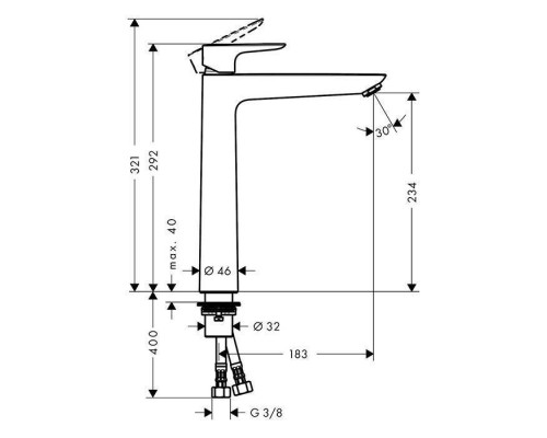 Hansgrohe Talis Смеситель для раковины, на 1 отв., высота: 29.2см., изилв: 18.3см., цвет: золото. 71717990 Hansgrohe Talis Смеситель для раковины, на 1 отв., высота: 29.2см., изилв: 18.3см., цвет: золото. 71717990