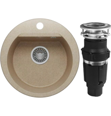 Комплект Мойка кухонная Polygran Atol 678927 песочная + Измельчитель Bone Crusher BC 610-AS