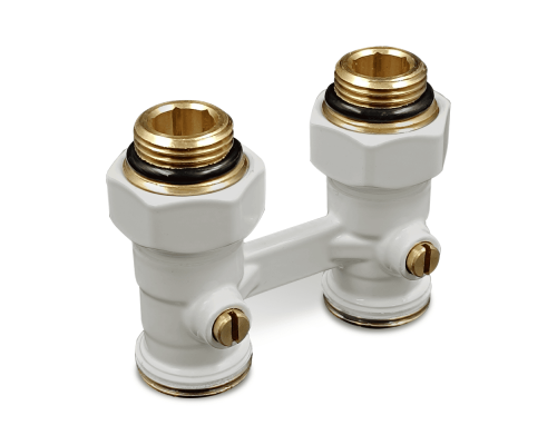 Прямой Н-образный клапан Primoclima Armature для нижнего подключения 3/4 х1/2 белый PCC3412SSW