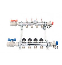 Комплект коллекторов РЕХАУ с шаровыми кранами HKV-D, G1, 11 контуров, выход-3/4 ЕК, нержавеющая сталь