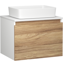 Тумба с раковиной Bauedge Dream Blackwood 60 подвесная, белая, дуб, 1 ящик, раковина Hotel BH1002
