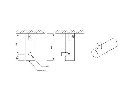 Decor Walther Bar HAK1 Крючок  подвесной, цвет: хром. 0856700