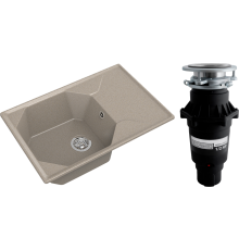 Комплект Мойка GranFest Unique GF-U-740L песочная + Измельчитель Bone Crusher BC 810-SL Slim Line