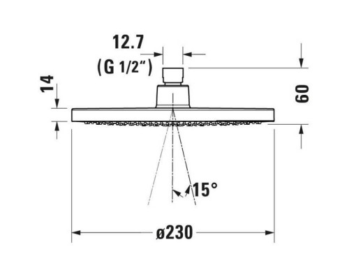 Duravit No.1 Верхний душ 23см., настенный/потолочный, цвет: хром/белый. UV0662017010