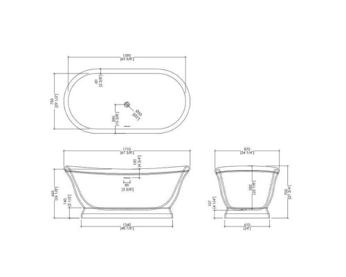 DevonDevon Aurora Ванна из минерального литья отдельностоящая 171x87xh70,5cм , цвет: белый с сифоном цвет хром. AURORAWH DevonDevon Aurora Ванна из минерального литья отдельностоящая 171x87xh70,5cм , цвет: белый с сифоном цвет хром. AURORAWH