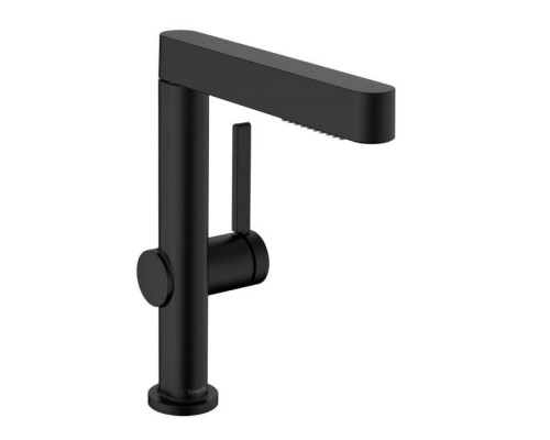 Hansgrohe Finoris Смеситель для раковины, 1 отв., с донным клапаном Push-Open, цвет: черный матовый. 76063670 Hansgrohe Finoris Смеситель для раковины, 1 отв., с донным клапаном Push-Open, цвет: черный матовый. 76063670