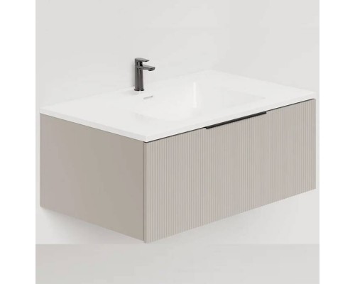 Salini Touch Тумба подвесная 80х50х32см., с раковиной, 1 ящик, верт. фрез., цвет: Grey. T800V1GON203