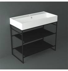 Simas Agile Структура металлическая 91x46xh72см, напольная, для раковины с 1 отв., AG91, с 2 полками, цвет: черный матовый. AGSA91