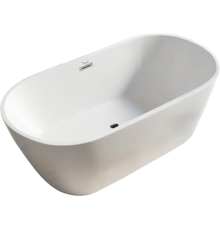Акриловая ванна Ceruttispa RESIA170II 170x75 см, отдельностоящая, белая, овальная, с каркасом, со сливом-переливом, с донным клапаном