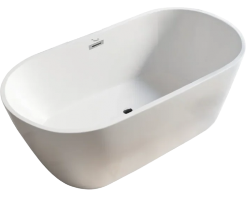 Акриловая ванна Ceruttispa RESIA170II 170x75 см, отдельностоящая, белая, овальная, с каркасом, со сливом-переливом, с донным клапаном