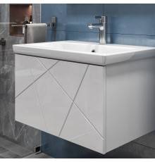 Тумба с раковиной Vigo Geometry 70 подвесная, белая, раковина Элина 60