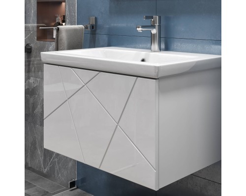 Тумба с раковиной Vigo Geometry 70 подвесная, белая, раковина Элина 60