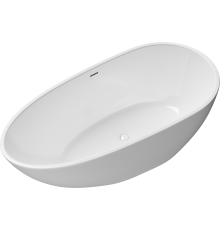 Акриловая ванна Grossman Fly GR-1103 160x80 см, отдельностоящая, белая, овальная, с каркасом, со сливом-переливом