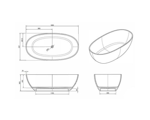 Knief Oval Shape Ванна отдельностоящая 180х93x56см., из полимерного материала, цвет: Malachit # 090. 70001090 Knief Oval Shape Ванна отдельностоящая 180х93x56см., из полимерного материала, цвет: Malachit # 090. 70001090