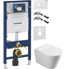 Комплект Унитаз подвесной Vincea Vito + Крепления Geberit Duofix 111.815.00.1 к стене + Шумоизоляция + Инсталляция UP 320 111.300.00.5 + Кнопка Sigma 01 115.770.11.5 белая