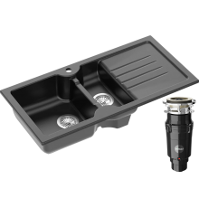 Комплект Мойка Domaci Сиена 54100-110 черная матовая + Измельчитель Равенна Vento Plus 560