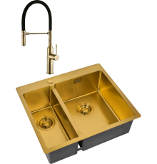 Комплект Мойка кухонная Zorg Light ZL R 590-2-510-R BRONZE R, бронза + Смеситель Steel Hummer SH 2022 BRONZE бронза