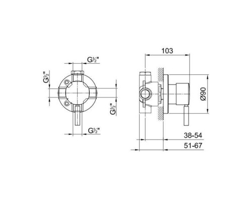 Fantini Nostromo Переключатель на 2 потока, 1/2'', цвет: хром. 19 00 1678A, 50 02 1678B Fantini Nostromo Переключатель на 2 потока, 1/2'', цвет: хром. 19 00 1678A, 50 02 1678B