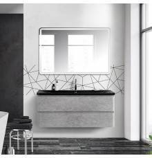 Мебель для ванной комнаты BelBagno Albano 120 подвесная, cemento verona grigio, черная матовая раковина
