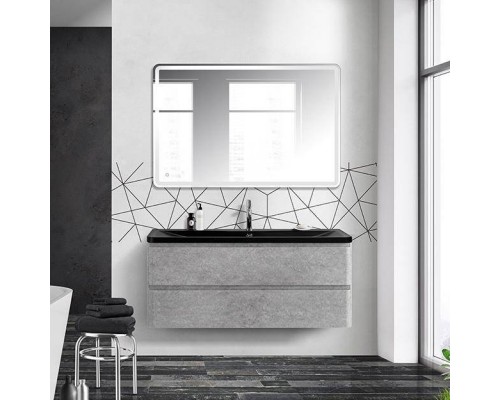 Мебель для ванной комнаты BelBagno Albano 120 подвесная, cemento verona grigio, черная матовая раковина