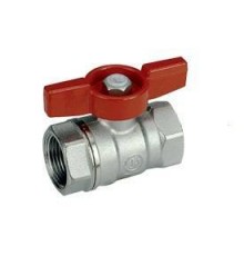Кран шаровой, Giacomini, R251D, стандартный проход, 1, ВВ, ручка-бабочка красная, латунь, хромированный