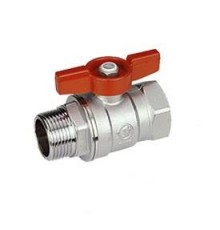 Кран шаровой, Giacomini, R254D, стандартный проход, 1, ВН, ручка-бабочка красная, латунь, хромированный