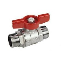 Кран шаровой, Giacomini, R253D, стандартный проход, 1, НН, ручка-бабочка красная, латунь, хромированный
