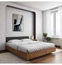 Кровать DIWO Кострома 160x200 см, с матрасом независимым пружиным блоком, дуб вотан, антрацит