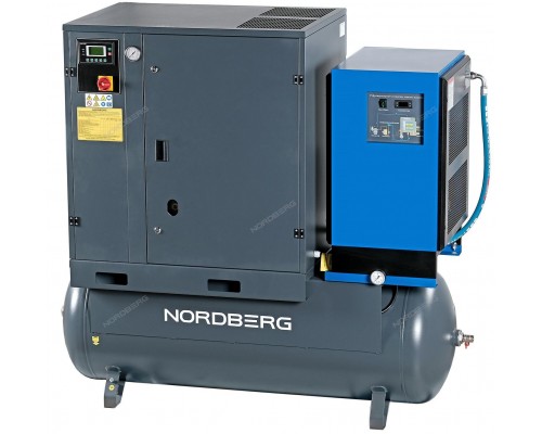 Компрессор винтовой, 15кВт, 10Бар, 2100л/мин, ресивер 500л, осушитель NORDBERG NCS500/2100-10D