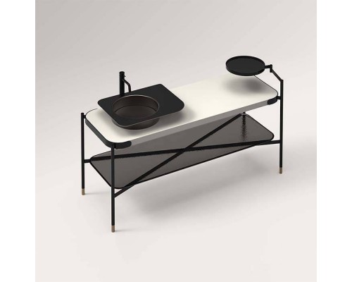 Salini Ninfea Консоль 140.5х74х50.5см., со столеш.S-Stone; полка из тонир. закал.стекла; зеркало71х120см., в металл. раме; сифон, цвет: черный. 16311H, 27N114, 110521MRF RAL9011 Salini Ninfea Консоль 140.5х74х50.5см., со столеш.S-Stone; полка из тонир. закал.стекла; зеркало71х120см., в металл. раме; сифон, цвет: черный. 16311H, 27N114, 110521MRF RAL9011