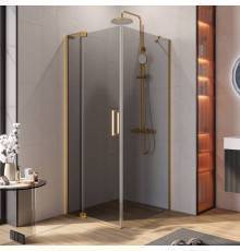 Душевой уголок Cezares Slider AH 1 90-70/80 GRIGIO BORO профиль брашированное золото, стекло серое