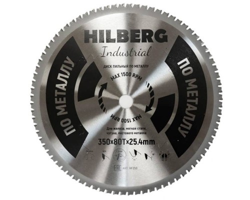 Диск пильный Hilberg Industrial Металл 350*25,4*80Т Диск пильный Hilberg Industrial Металл 350*25,4*80Т