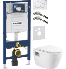 Комплект Унитаз подвесной BelBagno Loto BB070CHR/SC безободковый + Крепления Geberit Duofix 111.815.00.1 к стене + Шумоизоляция 156.050.00.1 + Инсталляция UP 320 111.300.00.5 + Кнопка Sigma 01 115.770.11.5 белая