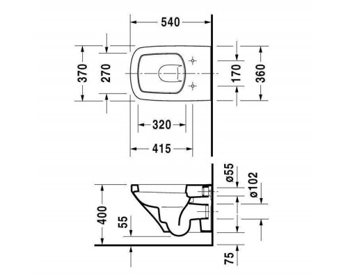 Duravit DuraStyle Унитаз подвесной 54х37см, с креплением, цвет: белый. 2552090000