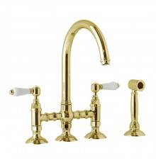 Nicolazzi El Capitan Смеситель для кухни, на 4 отв., с вытяжным ручным душем, цвет: Gold. 1460WSGO69