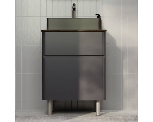 Тумба с раковиной Raval Morelle 60, напольная, антрацит, трюфель, раковина 3050-112 Тумба с раковиной Raval Morelle 60, напольная, антрацит, трюфель, раковина 3050-112